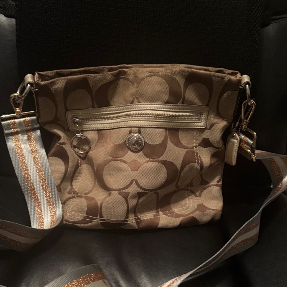 Coach Signature Crossbody Bag in Brown and Tan